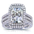 Radiant-cut Moissanite Bridal Set with Diamond 3 3/8 CTW 14k White Gold